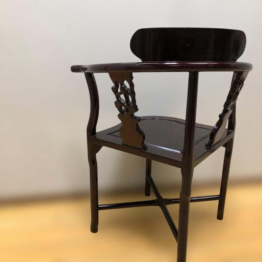 唐木調 隅椅子 コーナーチェア 中国家具 和室 床の間 飾椅子 260207-4