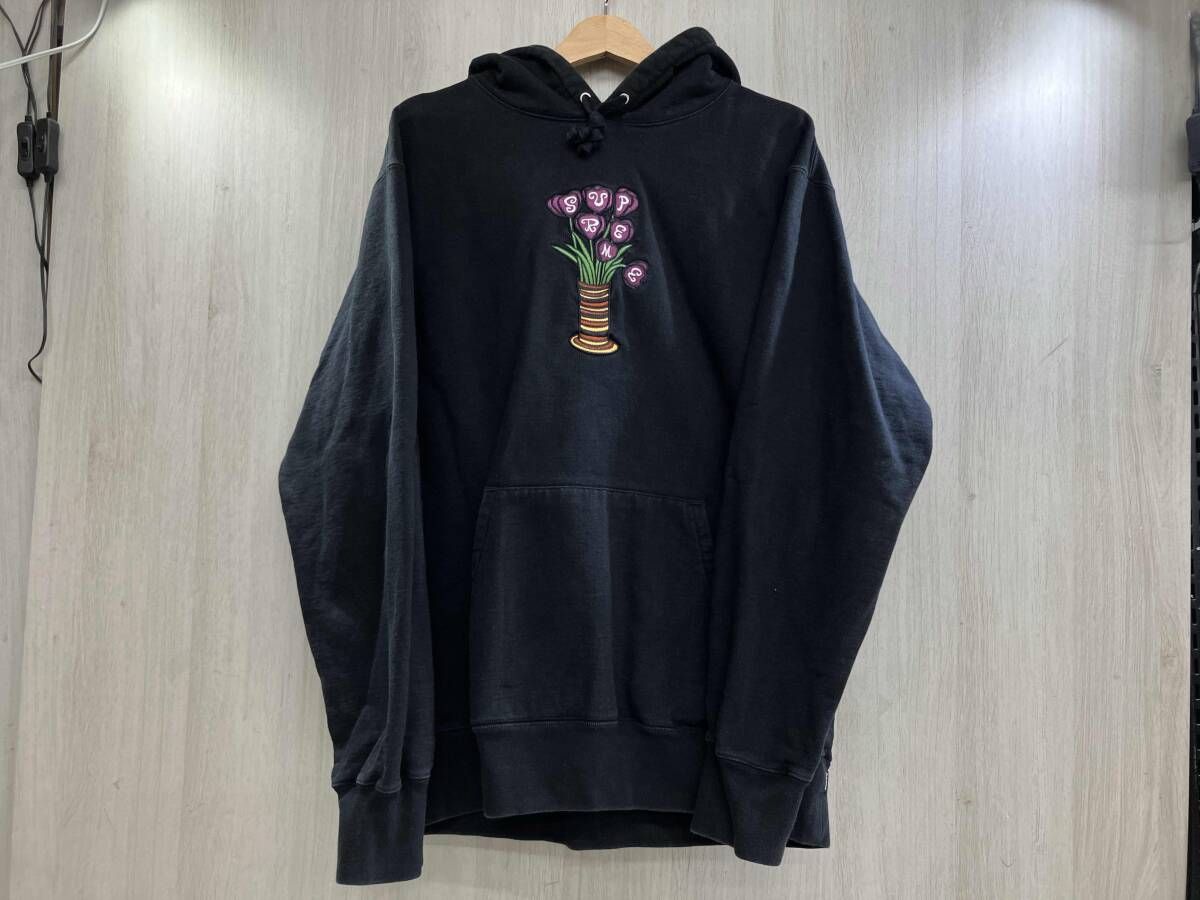 冬 Supreme シュプリーム パーカー Flowers Hooded Lサイズ 黒系 