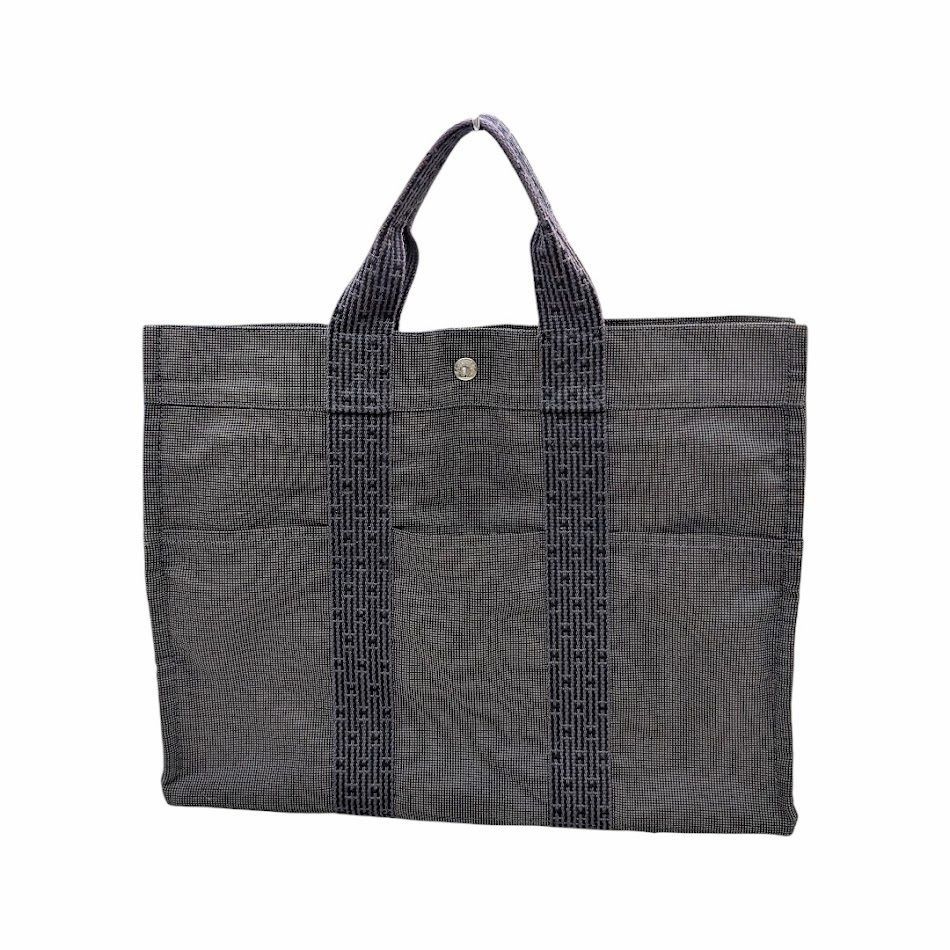 HERMES エルメス トートバッグ エールラインMM キャンバス グレー