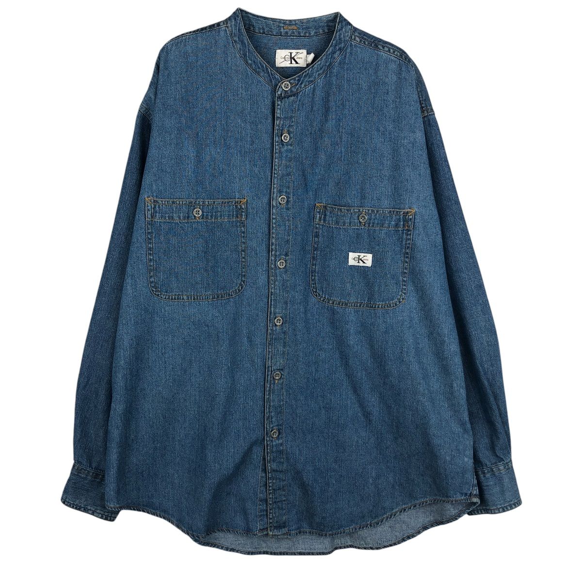 古着 90~00年代 カルバンクライン Calvin klein JEANS ノーカラー 長袖 