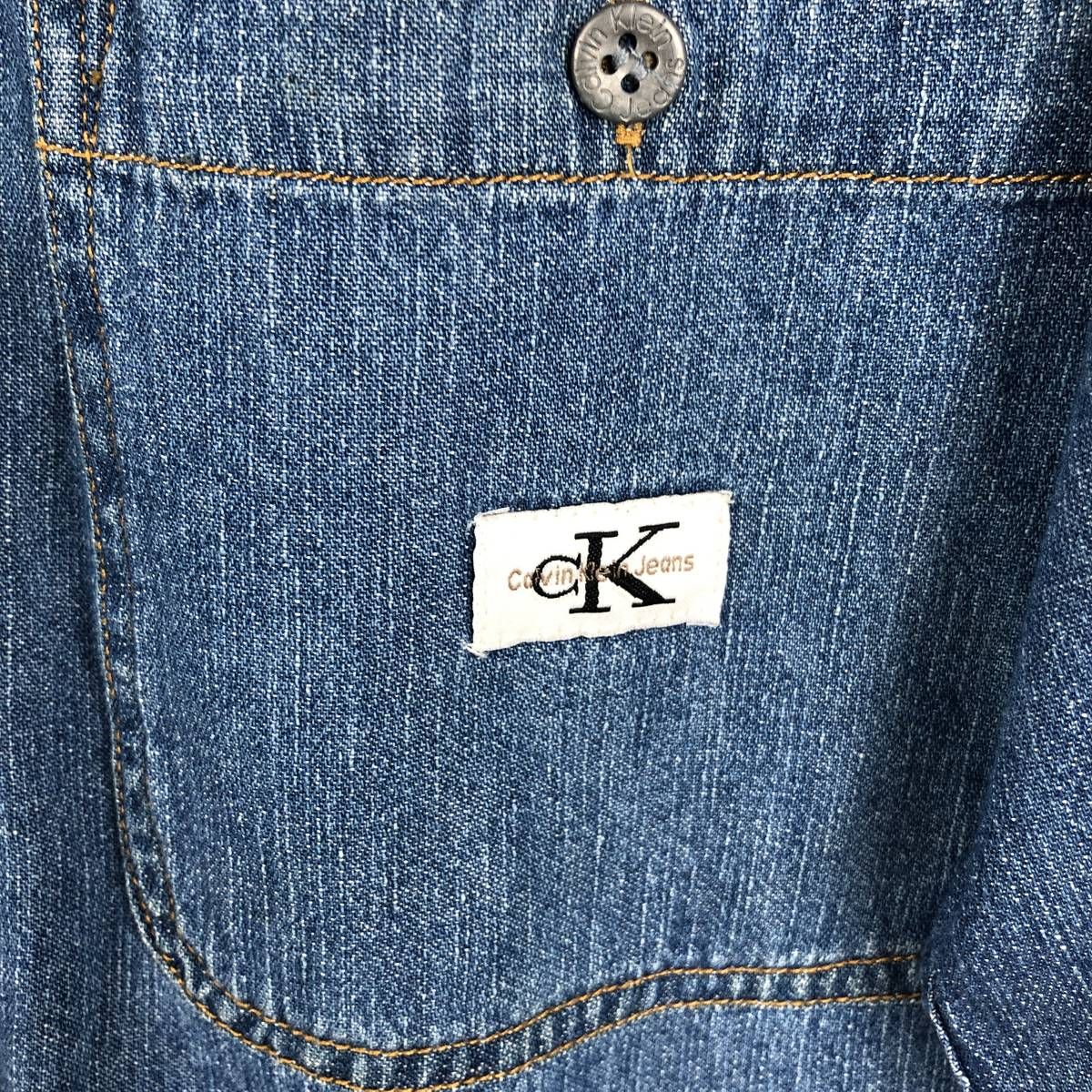 古着 90~00年代 カルバンクライン Calvin klein JEANS ノーカラー 長袖 