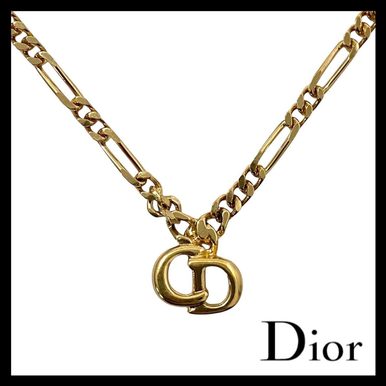 Dior】CDロゴ フィガロ チェーン ネックレス ヴィンテージ ペンダント 