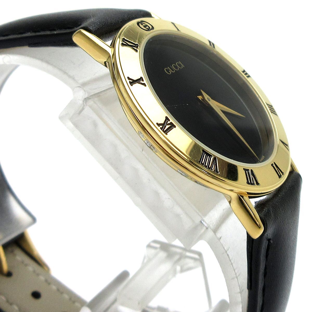 GUCCI グッチ シグネチャー メンズ 黒文字盤 3000.2.M 時計 クォーツ