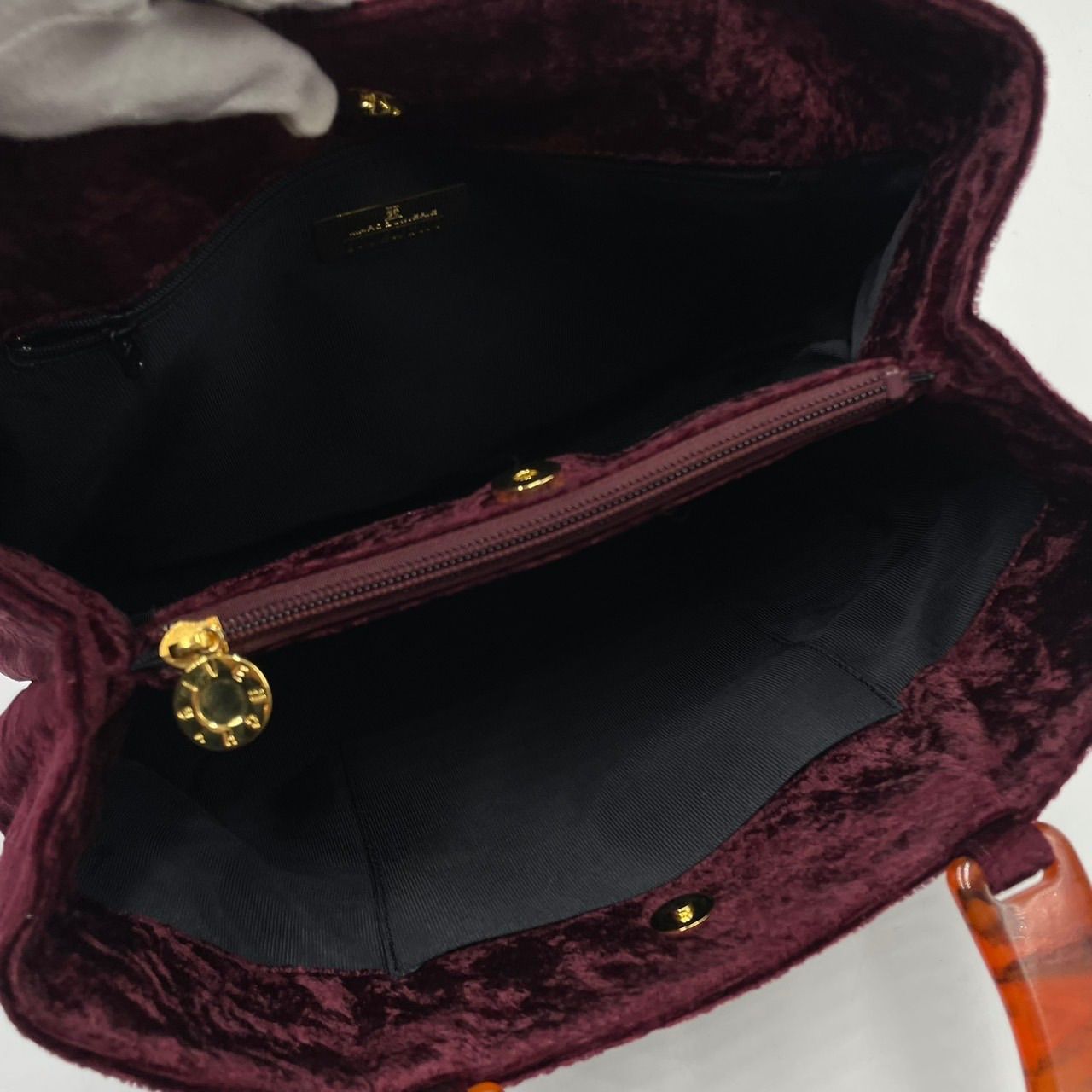 極美品○ GIVENCHY ジバンシー ハンドバッグ 4G ロゴ べっ甲 ベロア 