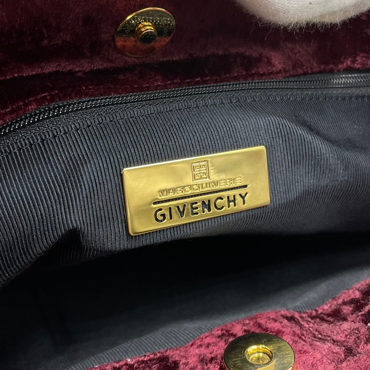 極美品○ GIVENCHY ジバンシー ハンドバッグ 4G ロゴ べっ甲 ベロア 