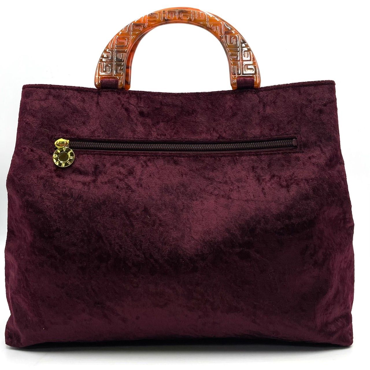 極美品○ GIVENCHY ジバンシー ハンドバッグ 4G ロゴ べっ甲 ベロア 