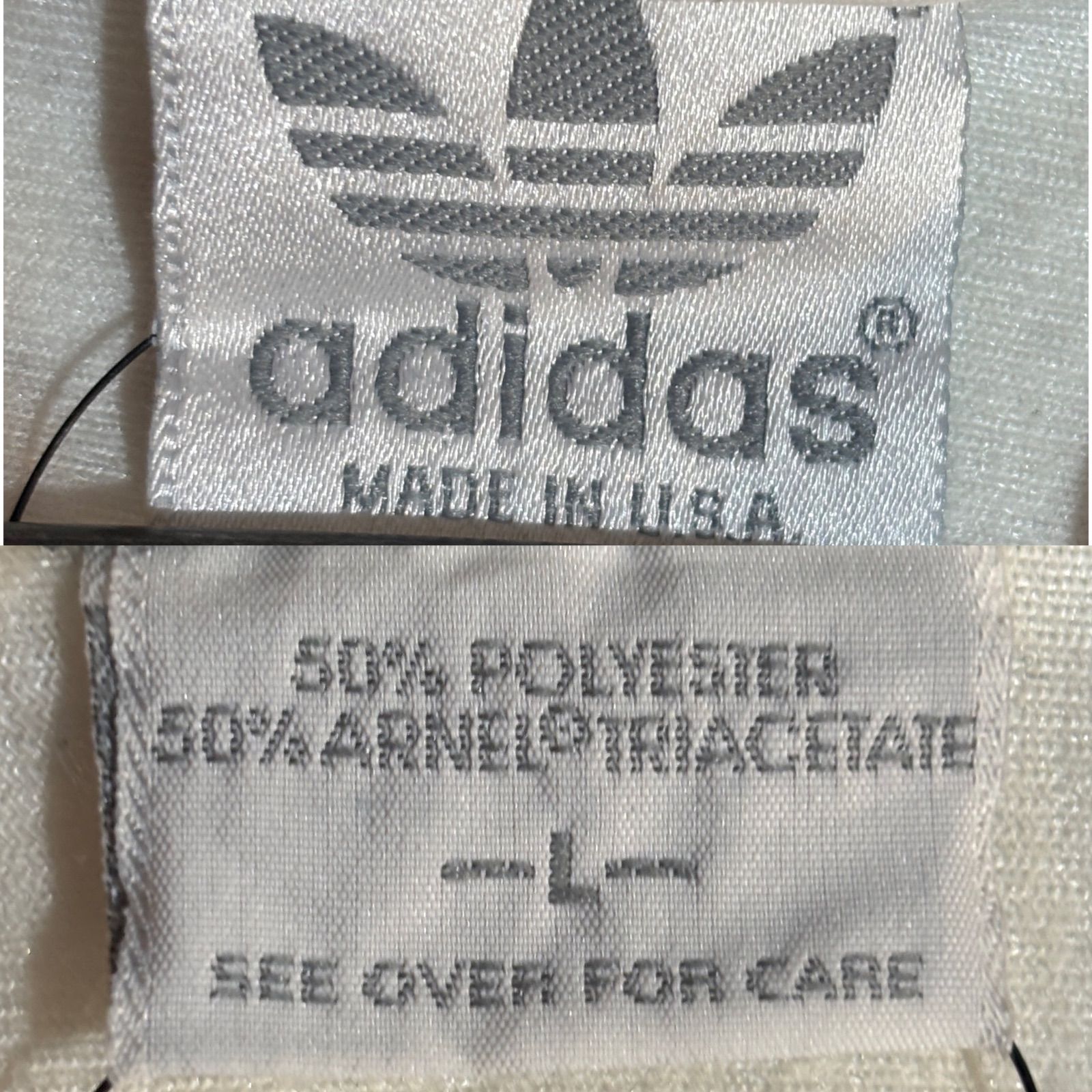 80s USA製 Adidas Track JKT L 白 ネイビー アディダス トラック 