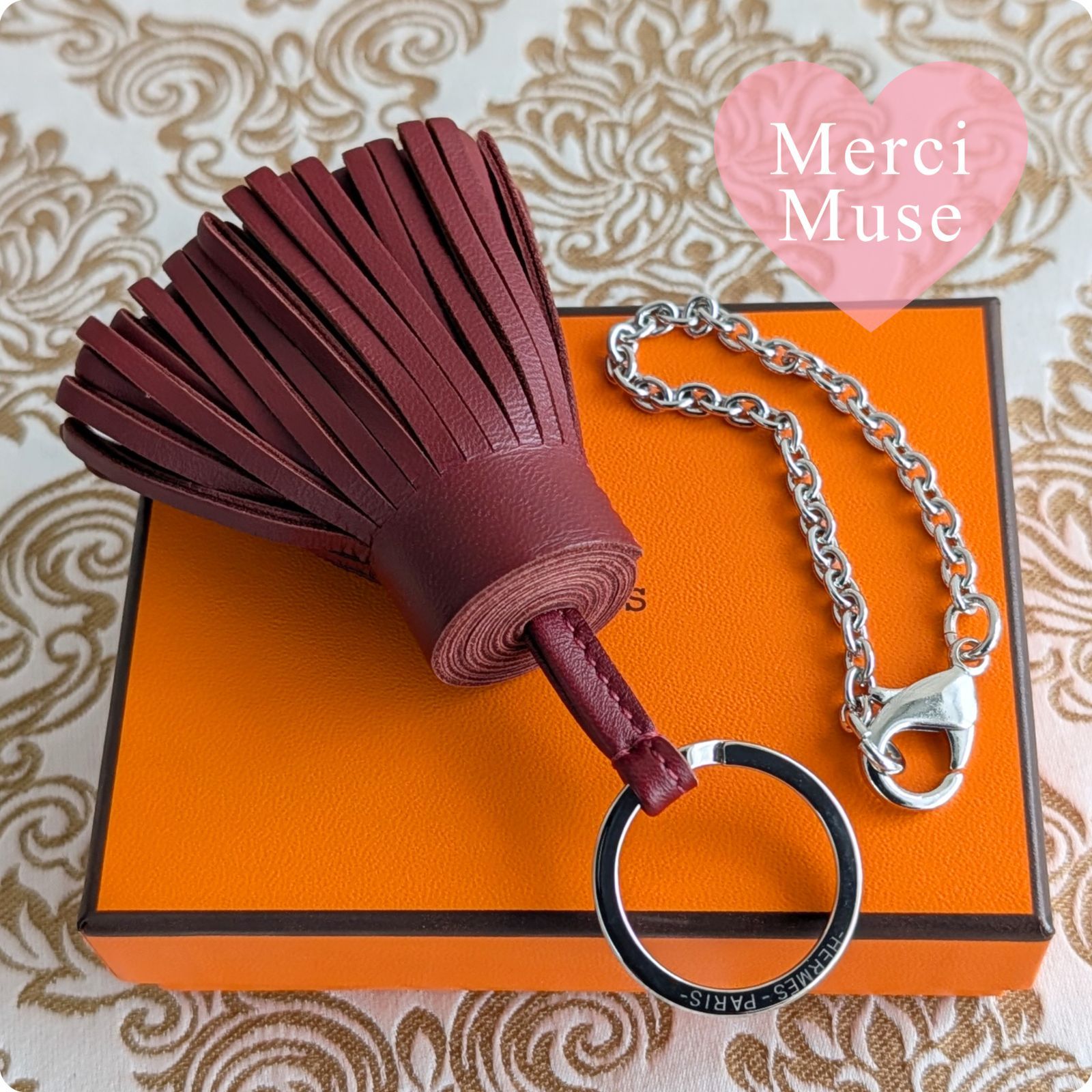 ❤お得なお品❤カルメンキーリング ルージュアッシュxシルバー金具 エルメス バッグチャーム MerciMuse メルシーミューズ