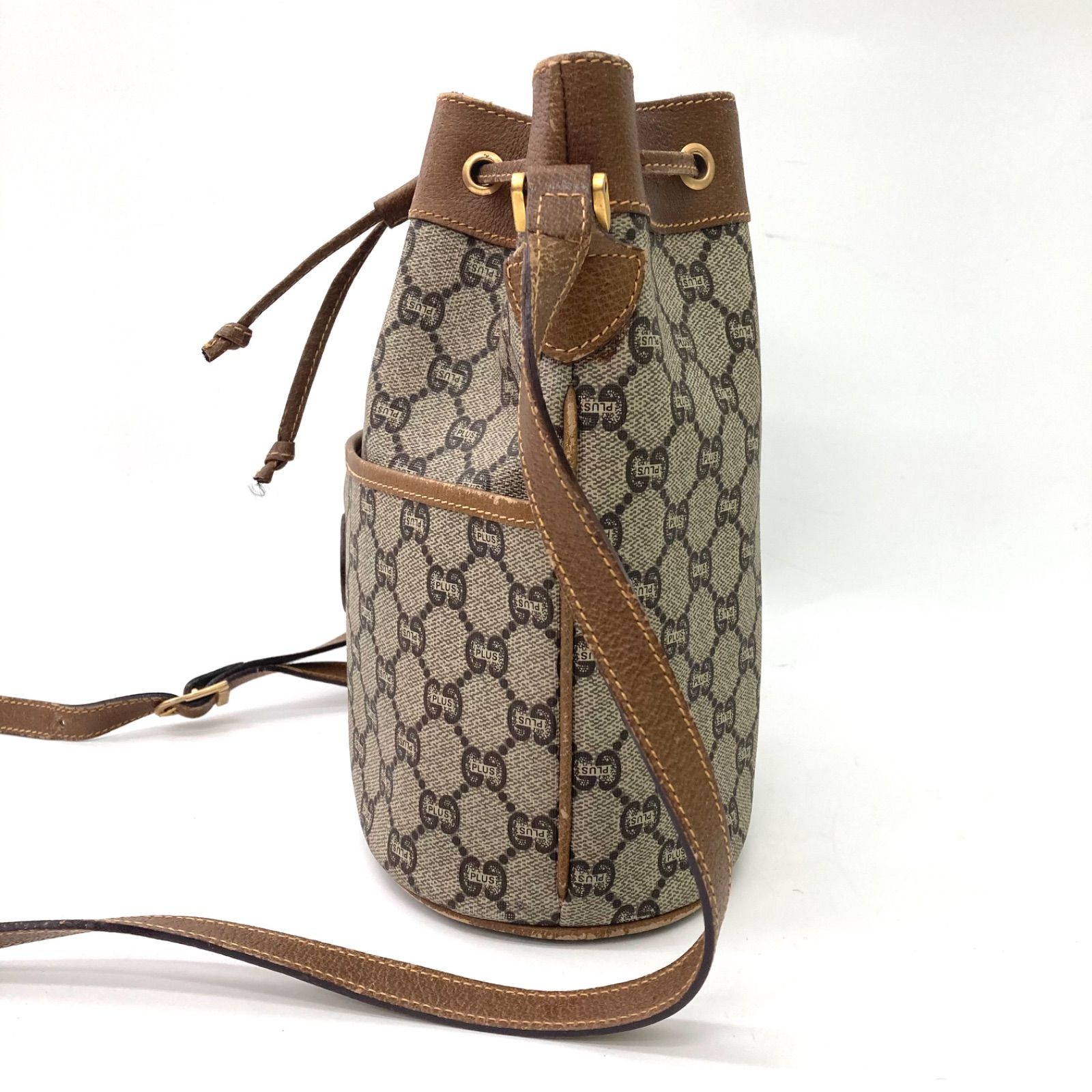 GUCCI】グッチ GGプラス ショルダーバック ブラウン ジャンク品 