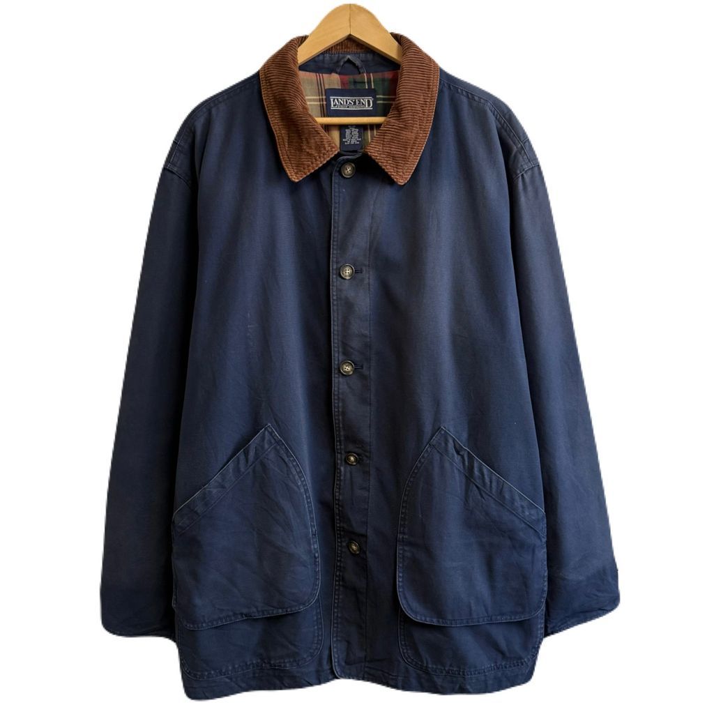 LAND'S END コーデュロイ襟　裏地チェック　ハンティングジャケット 90's vintage ビンテージ LAND'S END ランズエンド ハンティング