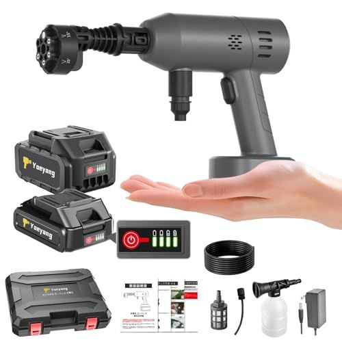 迅速に発送 高圧洗浄機 8.5 MPa強化版 超軽量560 g 監修 ミニ高圧洗浄機 コードレス 充電式 出水量20％拡大 残量表示 PSE認証済み バッテリー 合計容量30000 mAh マキタバッテリー互換 5 m超柔軟ホース aaec 1635