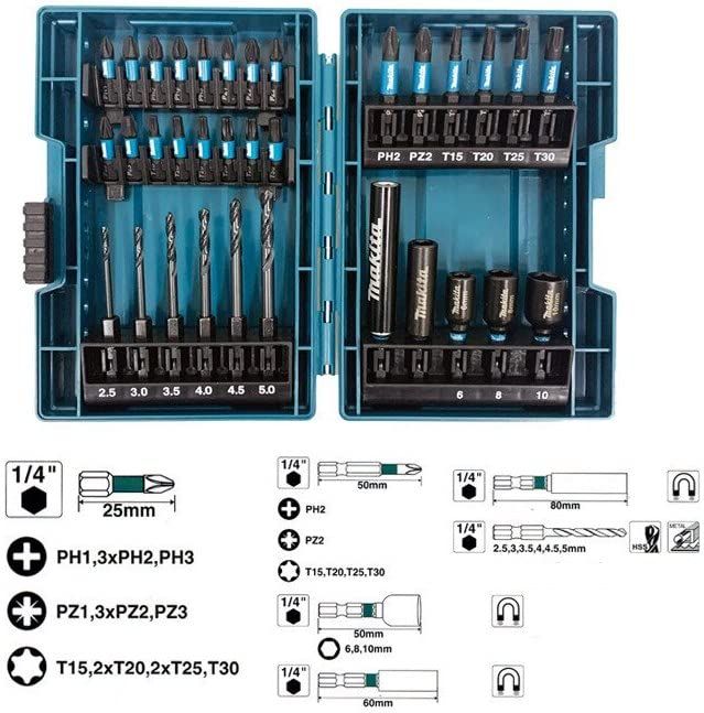 迅速に発送 マキタ Makita インパクトドライバー用 ビット ソケット ドリルビット 33本 セット 六角軸6 35? ケース付 E 06622 並行輸入品 1 f 2 fd 334