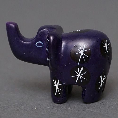 アフリカ ケニア ソープストーン 象 ゾウ ブラックパープル系 黒 紫