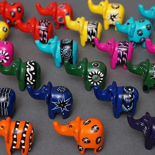 アフリカ ケニア ソープストーン 象 ゾウ ブラックパープル系 黒 紫