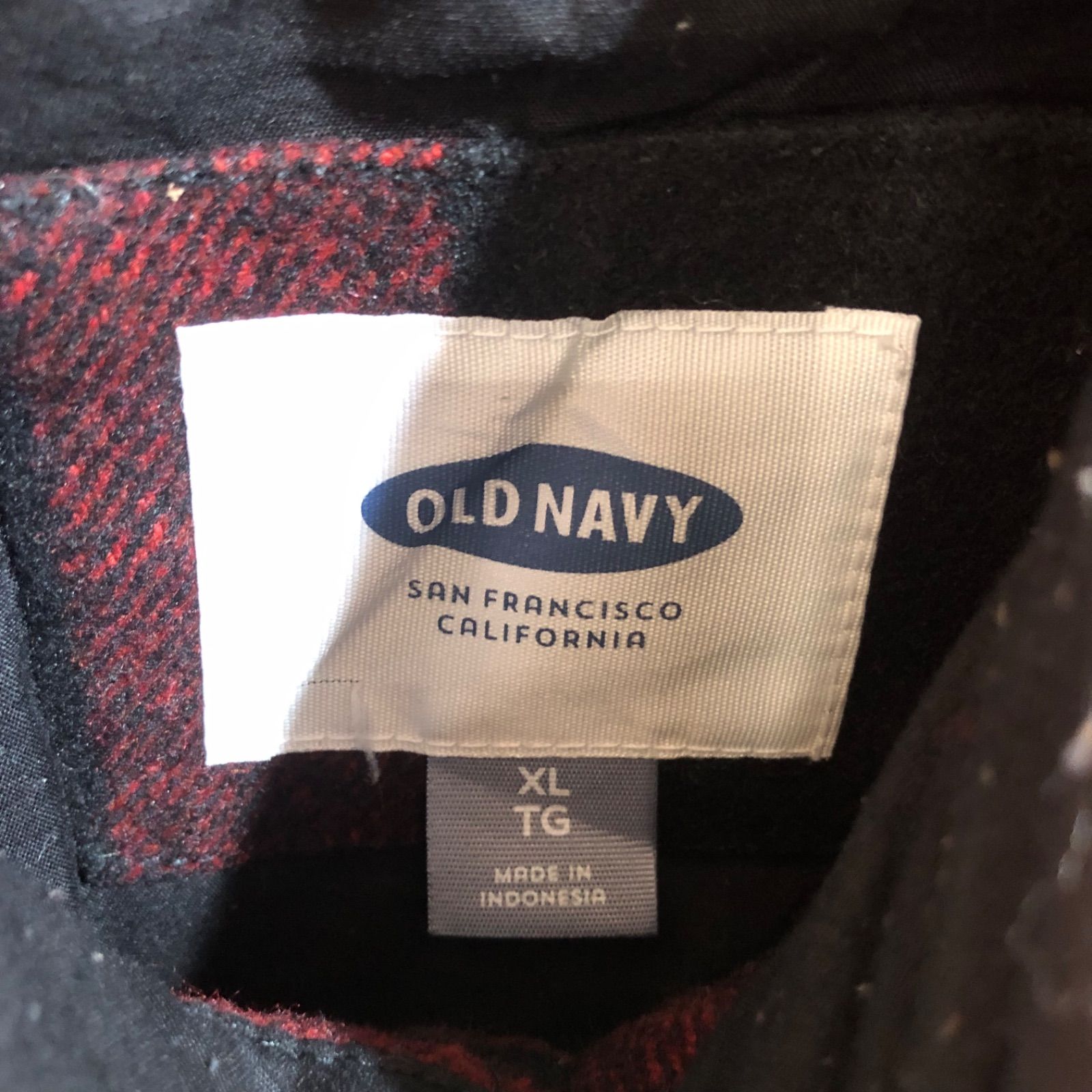 1730 OLD NAVY ダウンベスト レッド XL オールドネイビー チェック柄 