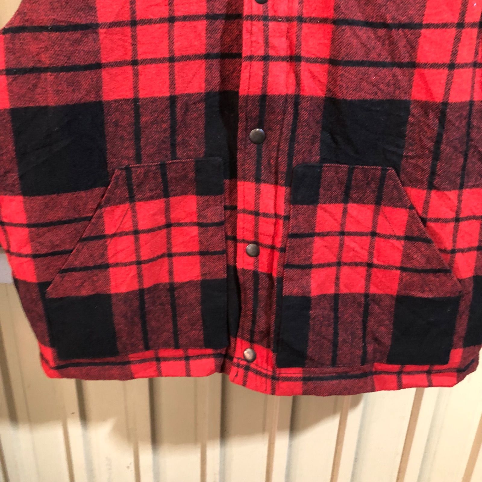 1730 OLD NAVY ダウンベスト レッド XL オールドネイビー チェック柄 