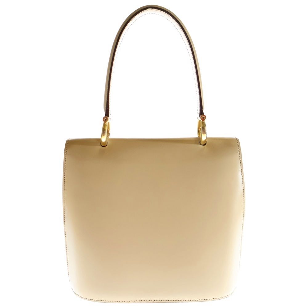 ベージュ レザー ハンドバッグ ゴールド金具 CELINE (セリーヌ) ダブルフラップハンドルバッグ ベージュ レザー