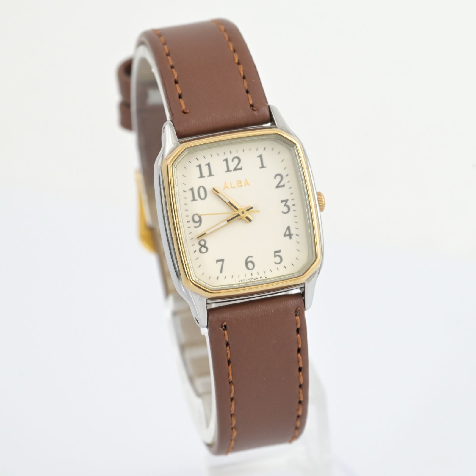 稼働品】SEIKO ALBA アルバ レディース クォーツ 角型 腕時計 ブラウン