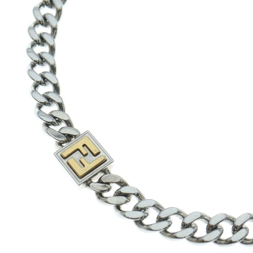 FENDI (フェンディ) ズッカ FFロゴ 喜平チェーンネックレス シルバー