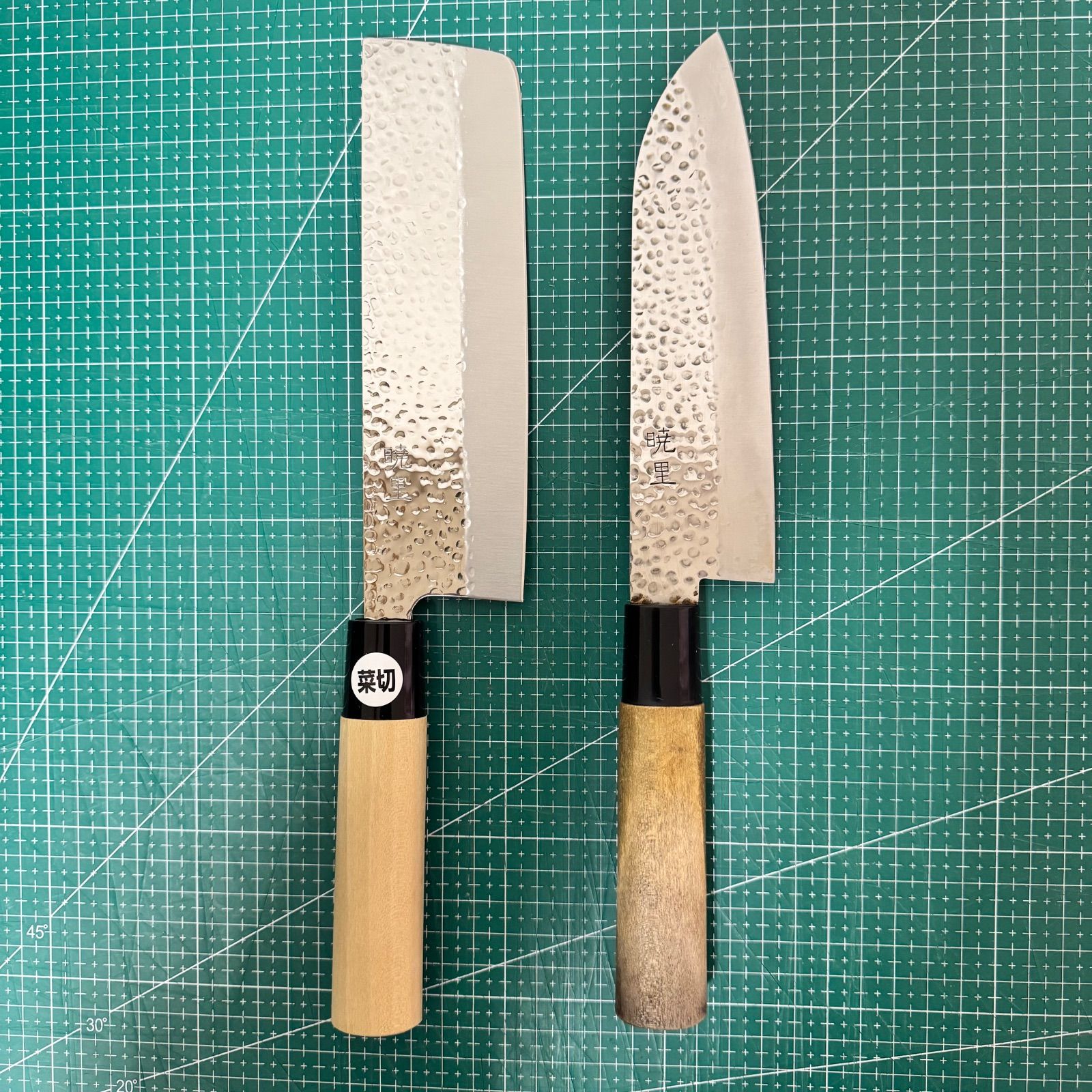 暁里・1本未使用】古流和包丁 2点セット☆未使用菜切り☆中古三徳