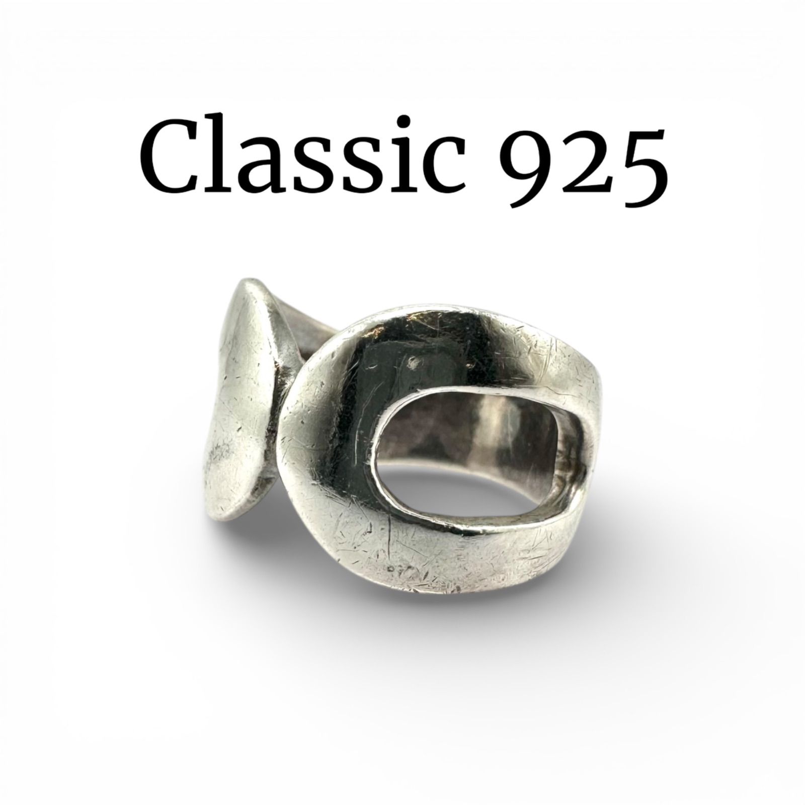 余白の造形美】シンプル Silver 925 刻印 90s Vintage Design Ring 