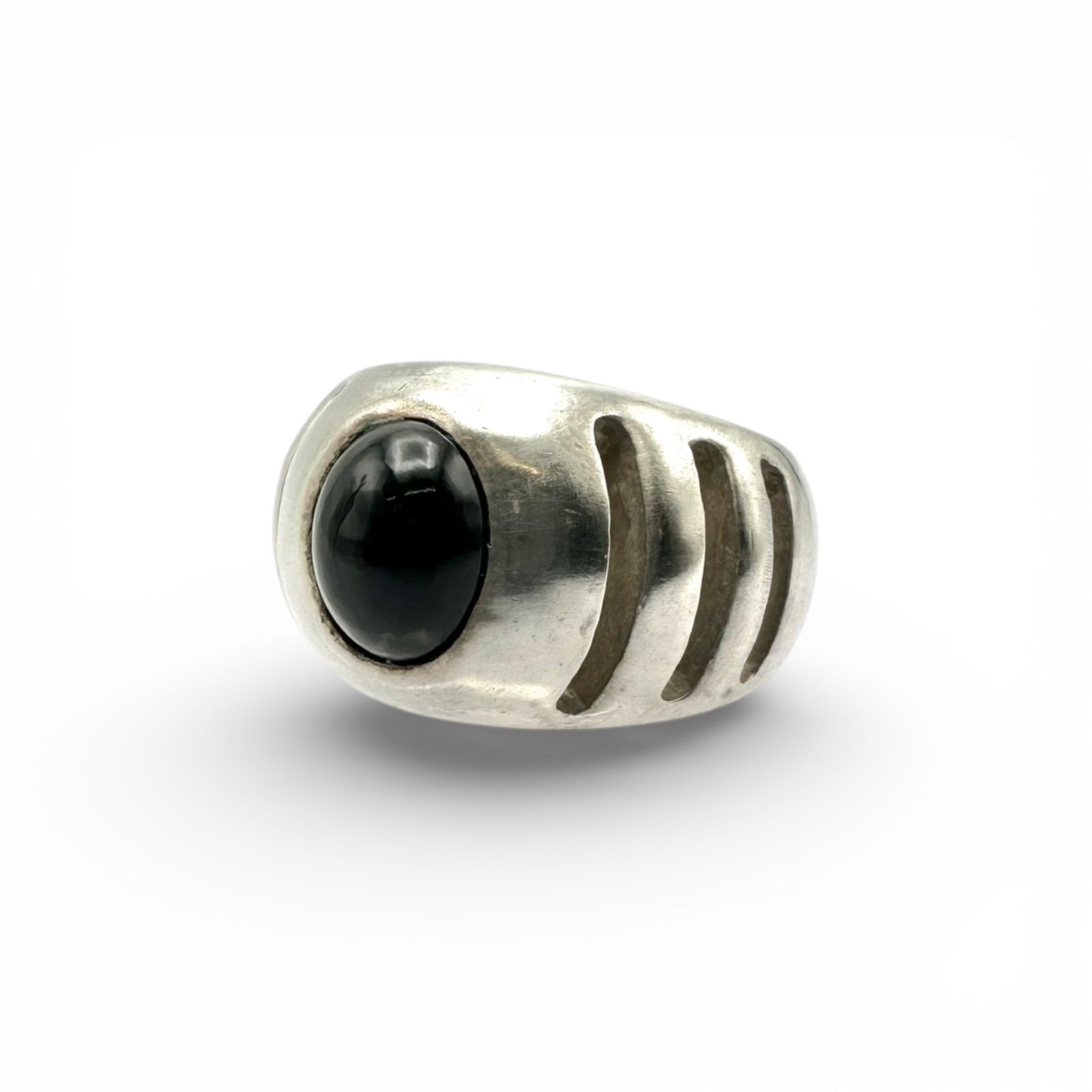 スクエアオニキスブラック SILVER 925 刻印 90s Vintage Design Ring 