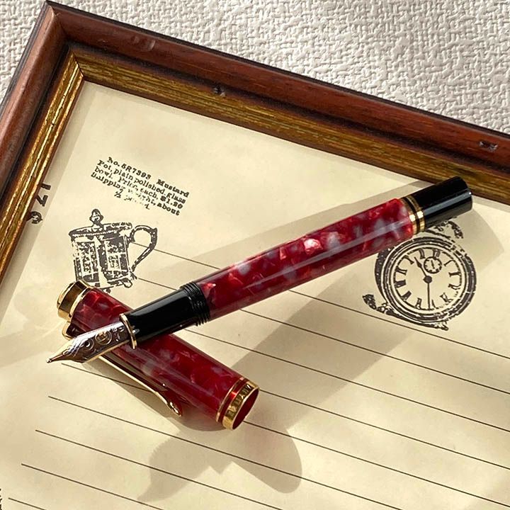 ペリカン スーベレーン 万年筆 M320 中字 14C-585 M ルビーレッド Pelikan Souveran 筆記具 文房具 ブランド【中古】