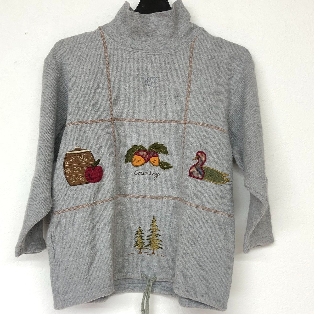 【値下げ交渉歓迎】TRUSSARDI Junior トラサルディジュニア ロゴ刺繍 上下セット デニムパンツ ハイネックトップス グレー ネイビー セットアップ B-121