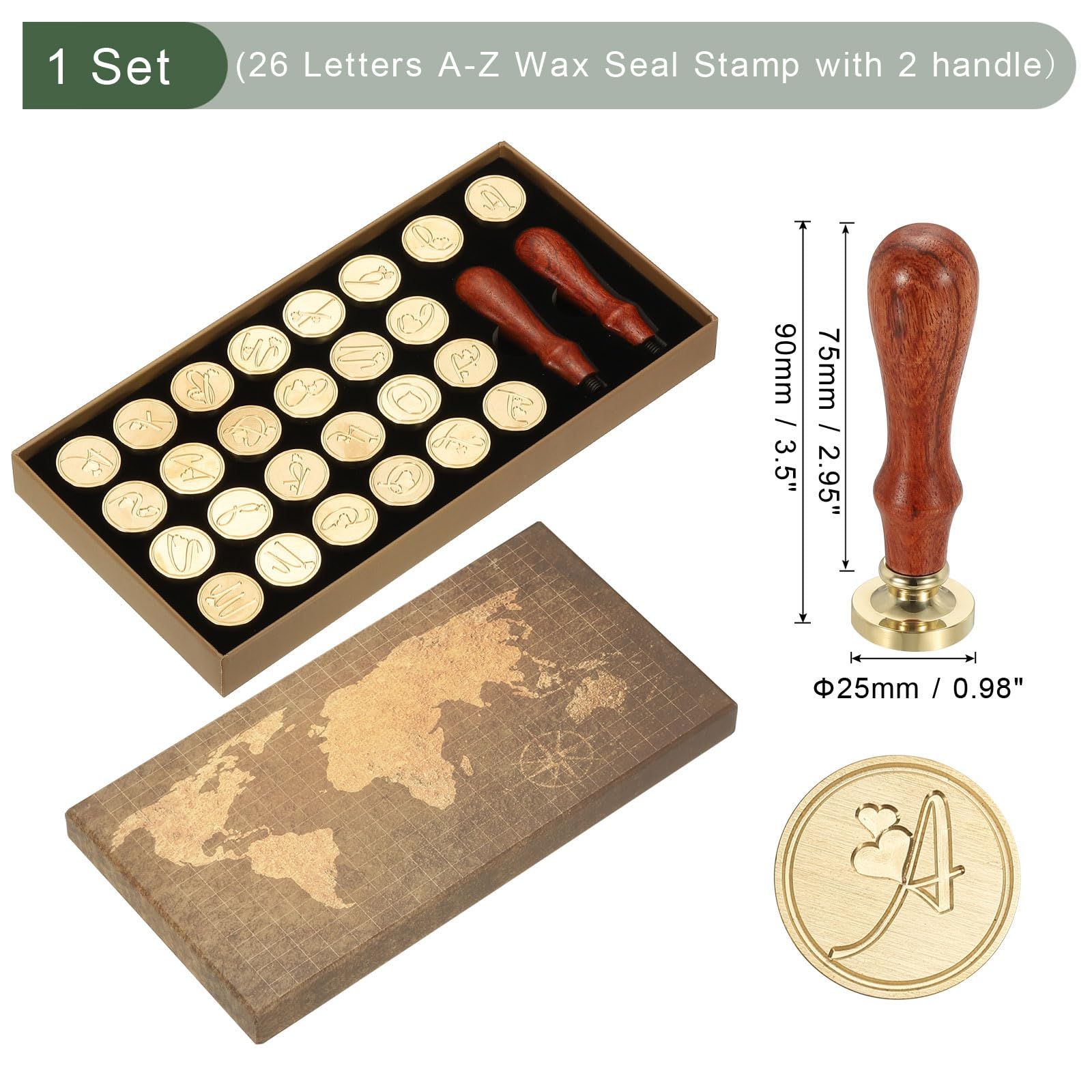PATIKIL 26文字A Zアルファベットワックスシールスタンプキット 木製ハンドル付きギフトボックス付き ビンテージ封印スタンプ ウェディング招待状 パーティー ギフト包装 封筒カード用 スタイル10