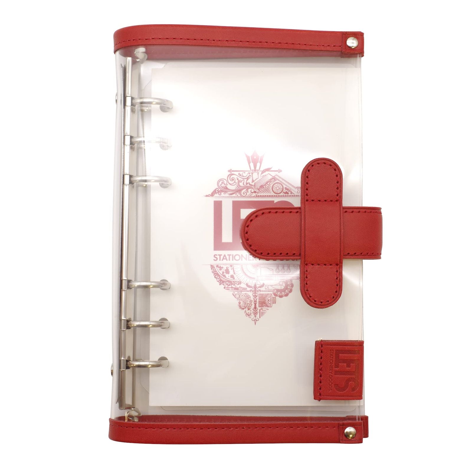 LETS STATIONERY GOODS クリア システム手帳 バイブル レッド