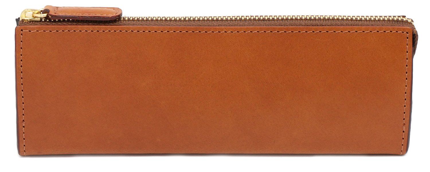 スリップオン ファスナーペンケース L Rio イタリアンレザー 革 キャメル IOL-3501