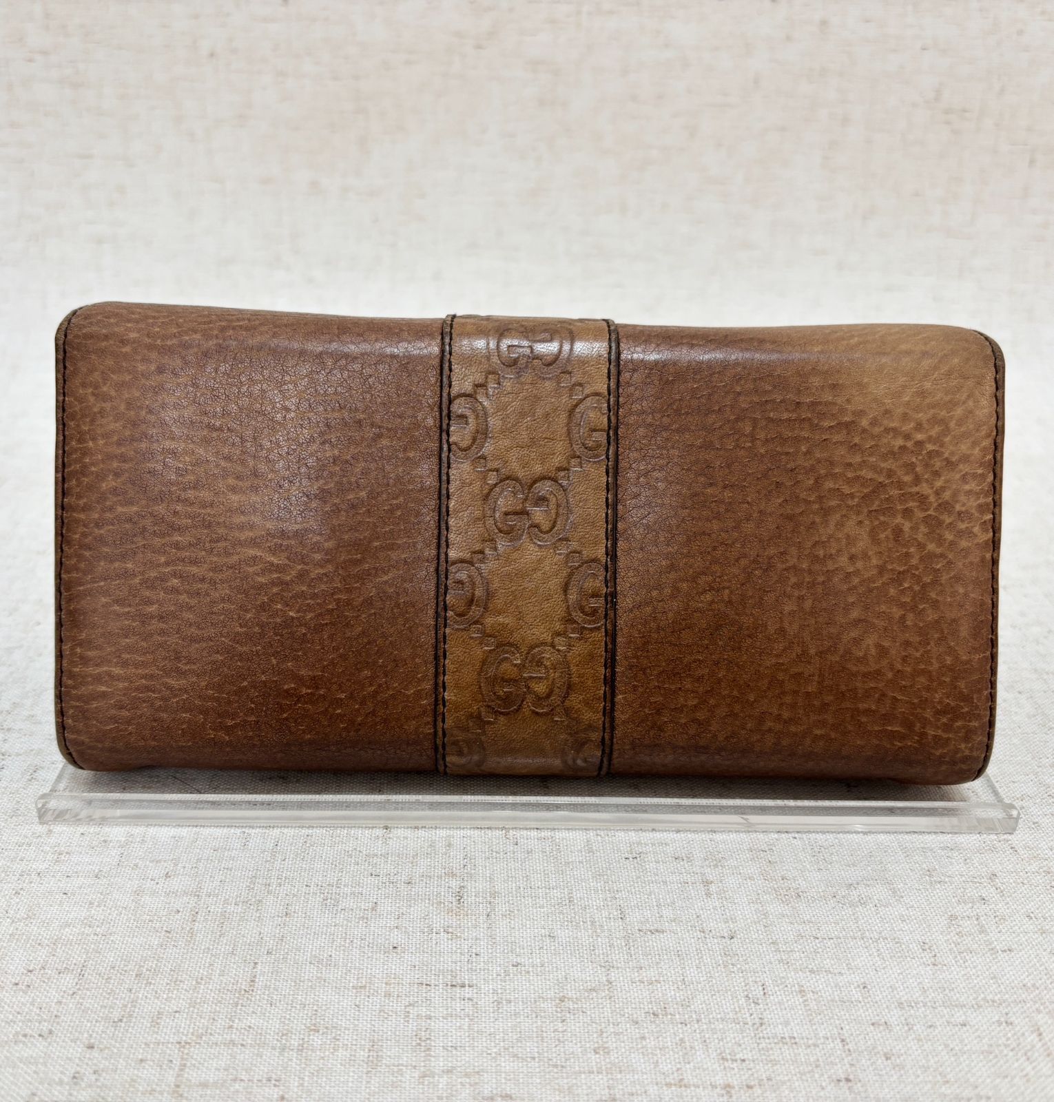 GUCCI グッチ 長財布 グッチシマ レザー ブラウン 箱あり 233028 二