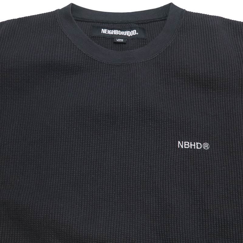 【肉厚生地・ロゴ刺繍】ネイバーフッド ワッフル ロンT グレーL サーマル 稲葉 NEIGHBORHOOD ネイバーフッド 24AW WAFFLE FABRIC CREWNECK LS