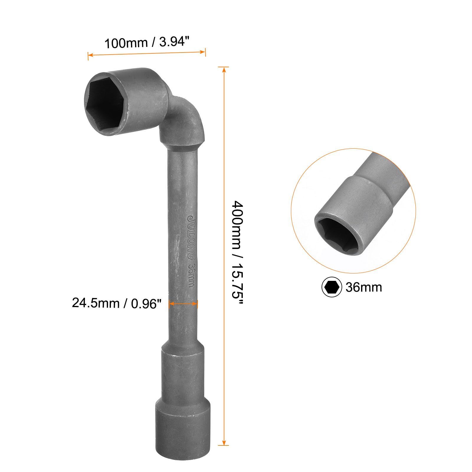 uxcell L字型の角度付きソケットスパナー36 mm CR-V ダブルエンド メトリックヘックス 6ポイ ント チューブ状ソケットレンチ 一般修理 パイプライン 自転車車両のメンテナンス用