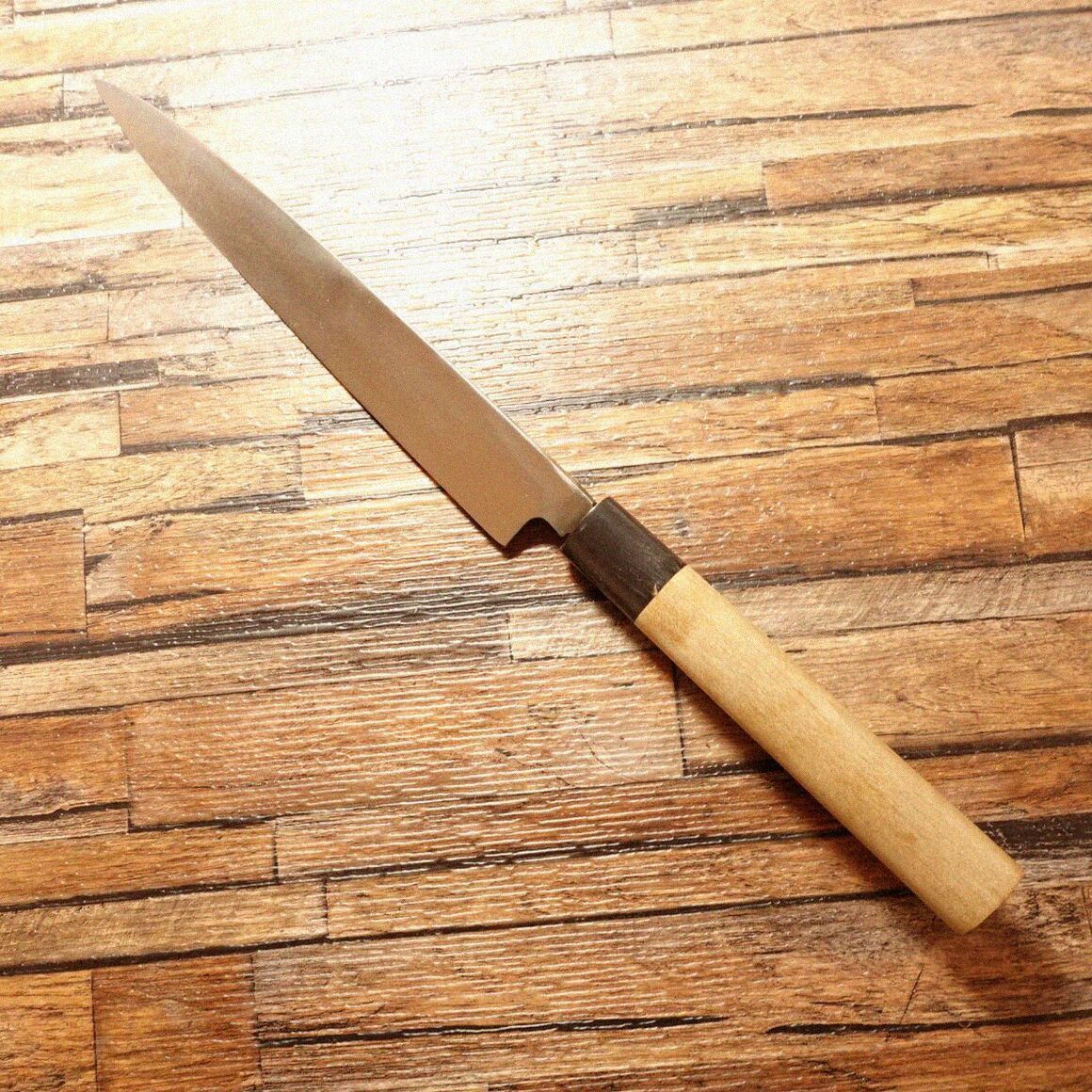 正澄 柳刃包丁 研ぎ済 水牛柄 黒錆仕上げ 刺身包丁 ほぼ♥保管品 215 mm