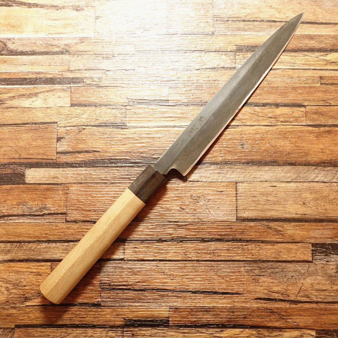 正澄 柳刃包丁 研ぎ済 水牛柄 黒錆仕上げ 刺身包丁 ほぼ♥保管品 215 mm