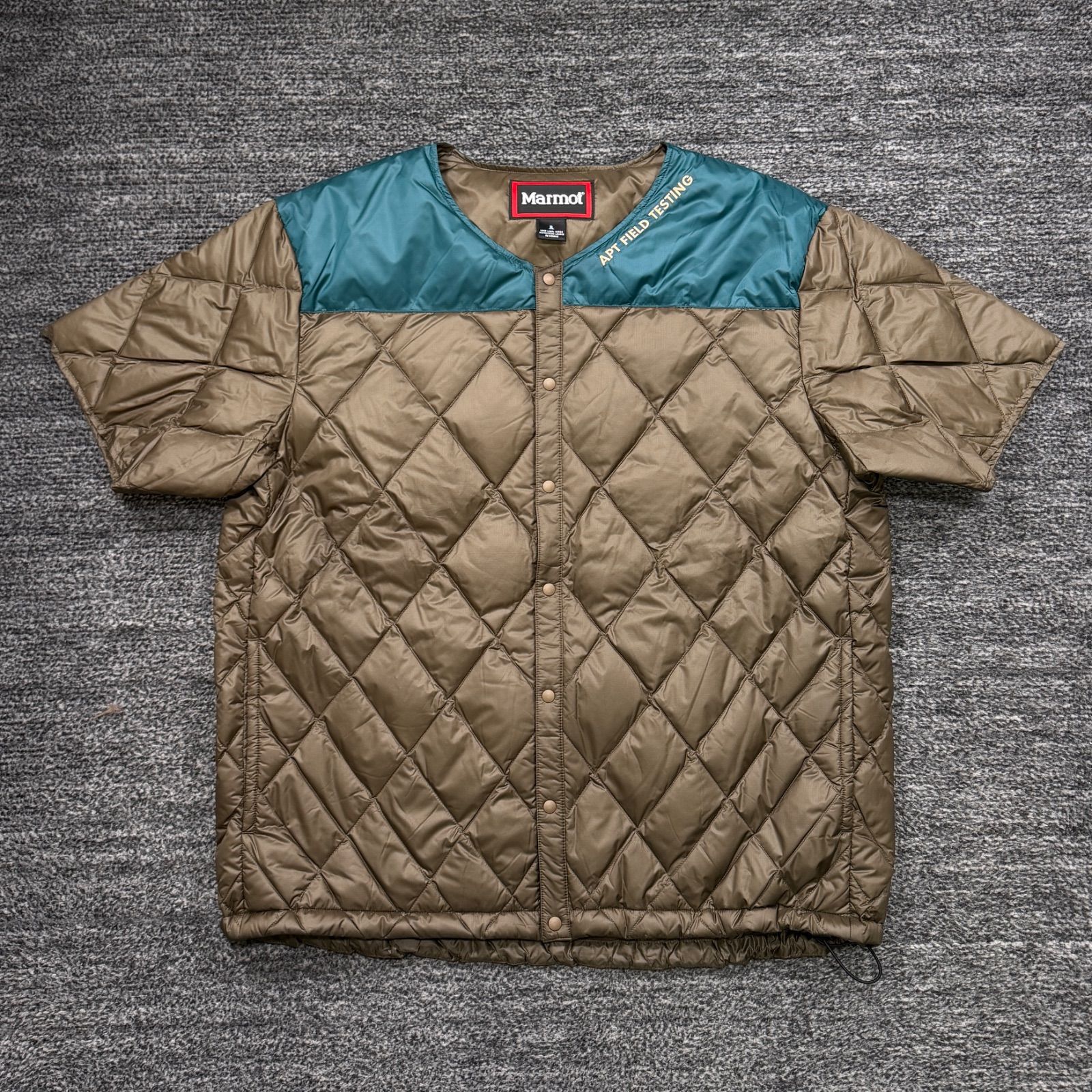 極美品 STABRIDGE Marmot 750FP Down T-Shirt River Stone XL スタ 