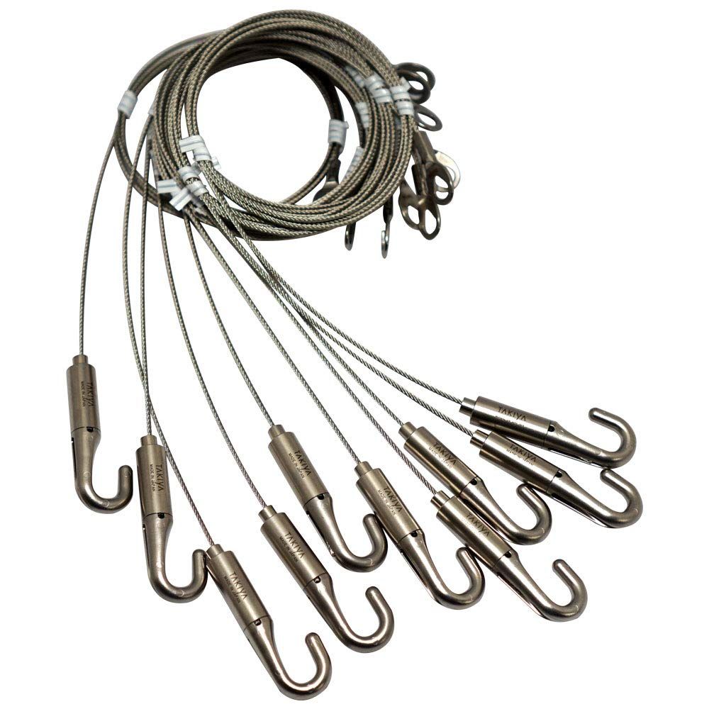 タキヤ ポスター 額縁用ワイヤー 吊下げフック ミニハンガーセットA径1.2φ長さ1.5 m 軽荷重用 10本 コレダーライン -