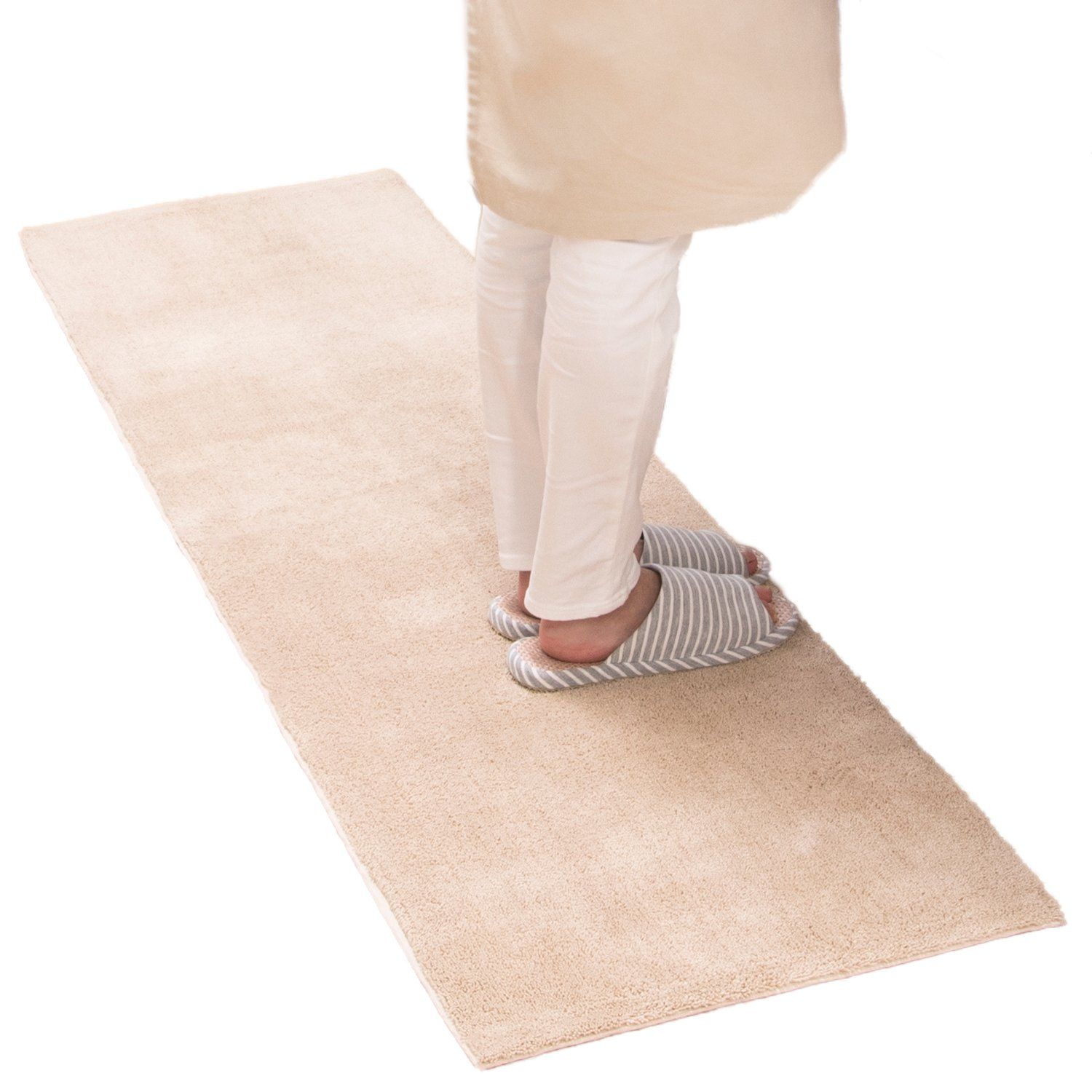 オカ 乾度良好Dナチュレ ロングマット ベージュ 約50 cm 180 キッチンマットや玄関マット リビングマットなど多目的に