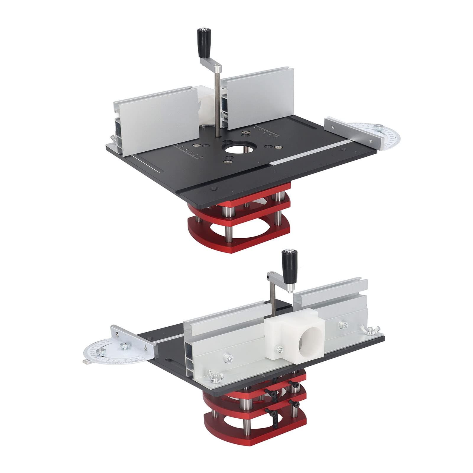  天板付きルーターリフト 木工用溝切りトリミング面取りテーブルトップ ユニバーサルタイプ アルミニウム合金とステンレス鋼構造 黒 その他 電動工具 エア工具