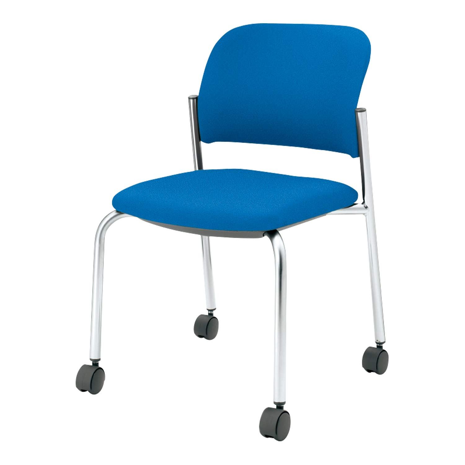 メーカー配送 設置 組立 コクヨ 会議イス 100シリーズ CK M100CHSX69 W 肘なし メッキ脚 キャスタータイプ 布 モデレートブルー カーペット用