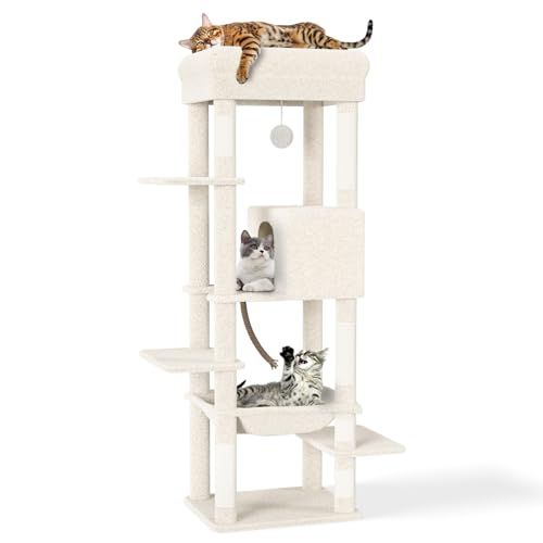 キャットタワー スリム 据え置き ハンモック キャットハウス 大型猫用 つめとぎ 猫 キャットウォーク 爪とぎ 多頭飼い 猫タワー キャットステップ おしゃれ かわいい ねこ キャット タワー 高い安定性 運動不足解消 高さ約150 cm 3 ebb 2 b 02