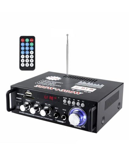 ステレオアンプ パワーアンプ Bluetooth 5.0 オーディオアンプ カラオケ アンプ USB 再生可HI-FI 高低音 HiFiパワーホームアンプ LEDディスプレイ マイク入力 車載 家庭用 カーアンプ パーティー用 忘年会 新年会 bb 6 d 1 f 17