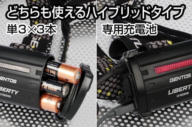 GENTOS ジェントス LED ヘッドライト 明るさ420ルーメン|実用点灯7時間|後部認識灯 単3形電池3本または 充電池 使用 リバティ LY-033 HD