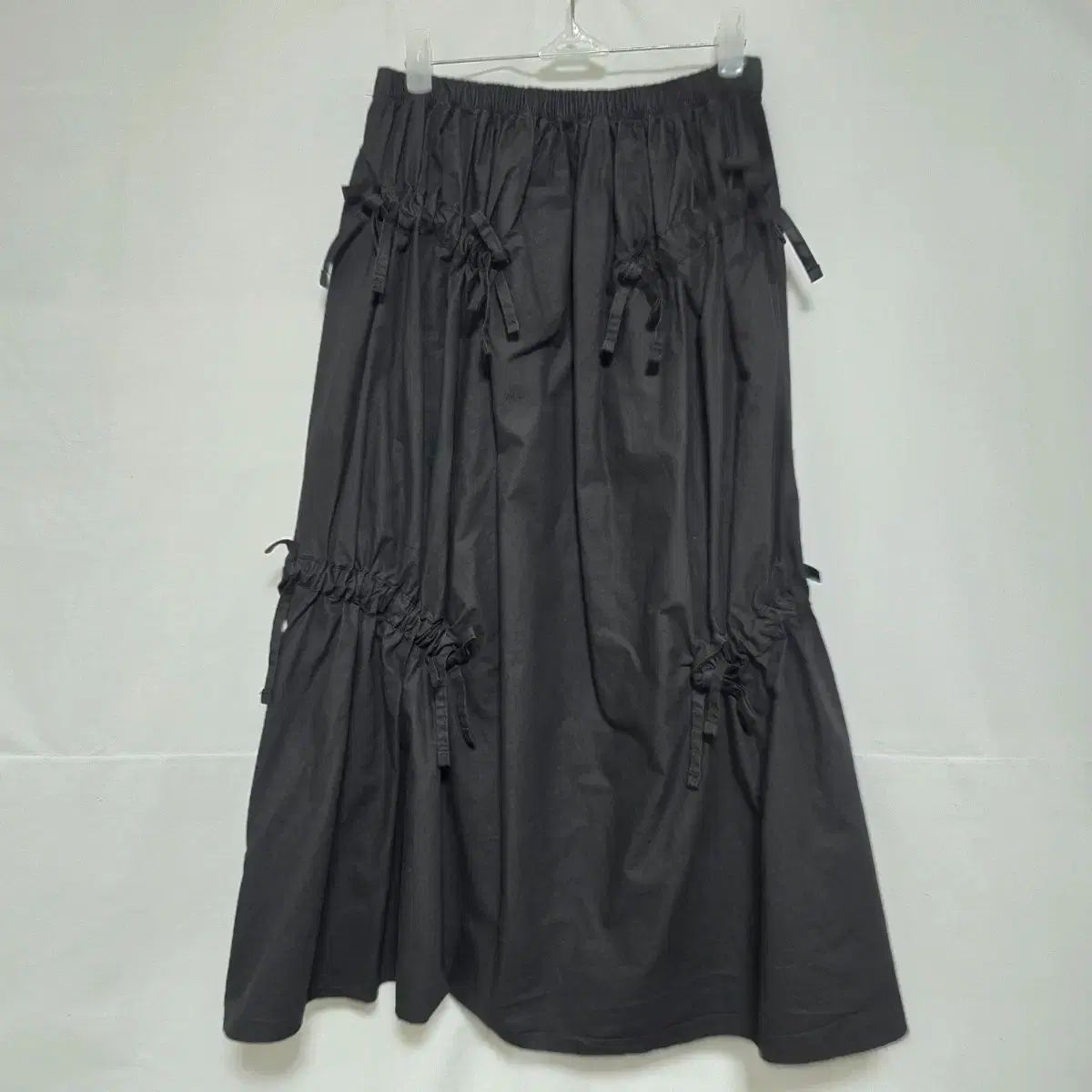ロウロウ ブラック バンディング リボン POINT ロング スカート
