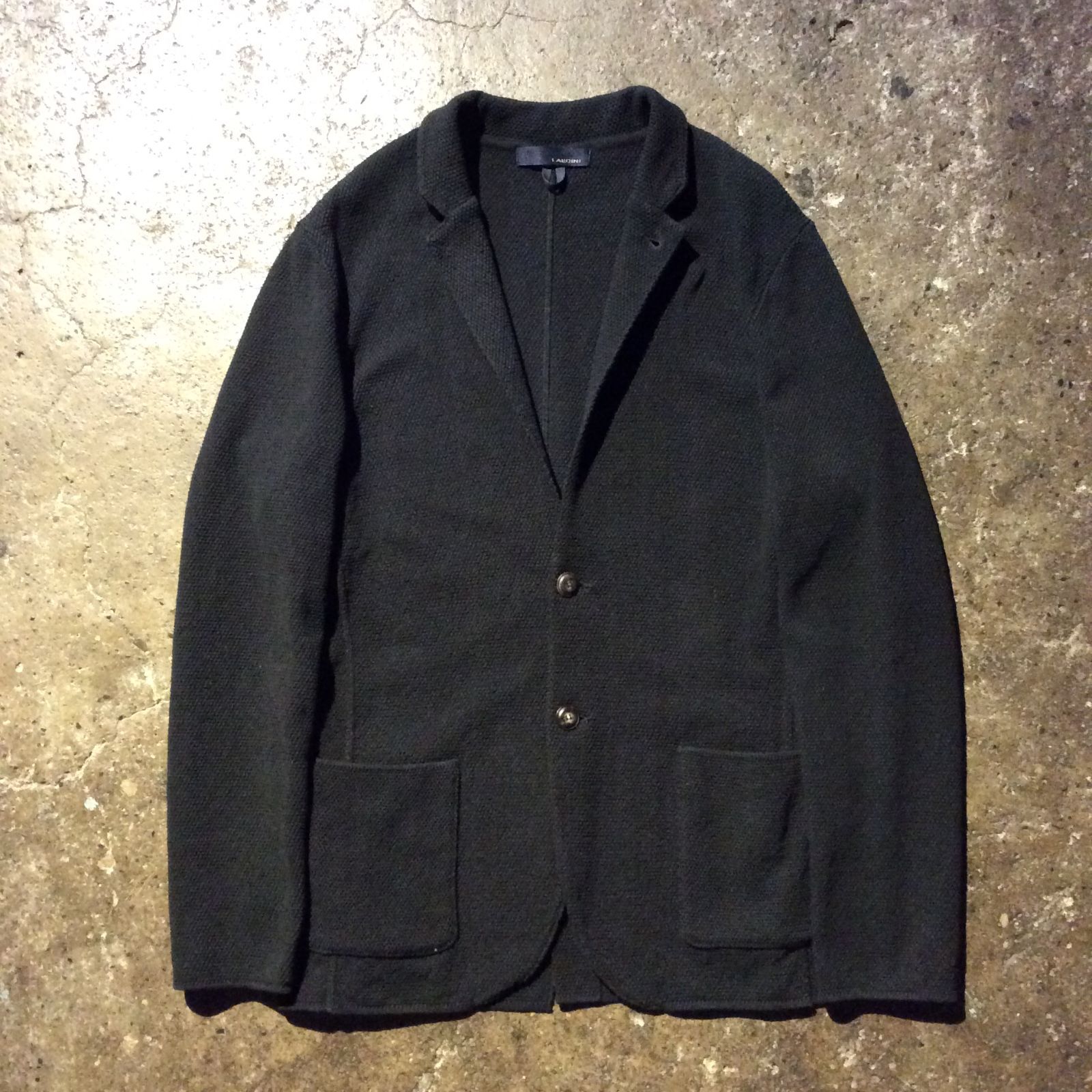 LARDINI コットンニットジャケット ブートニエール欠品 ブラック M