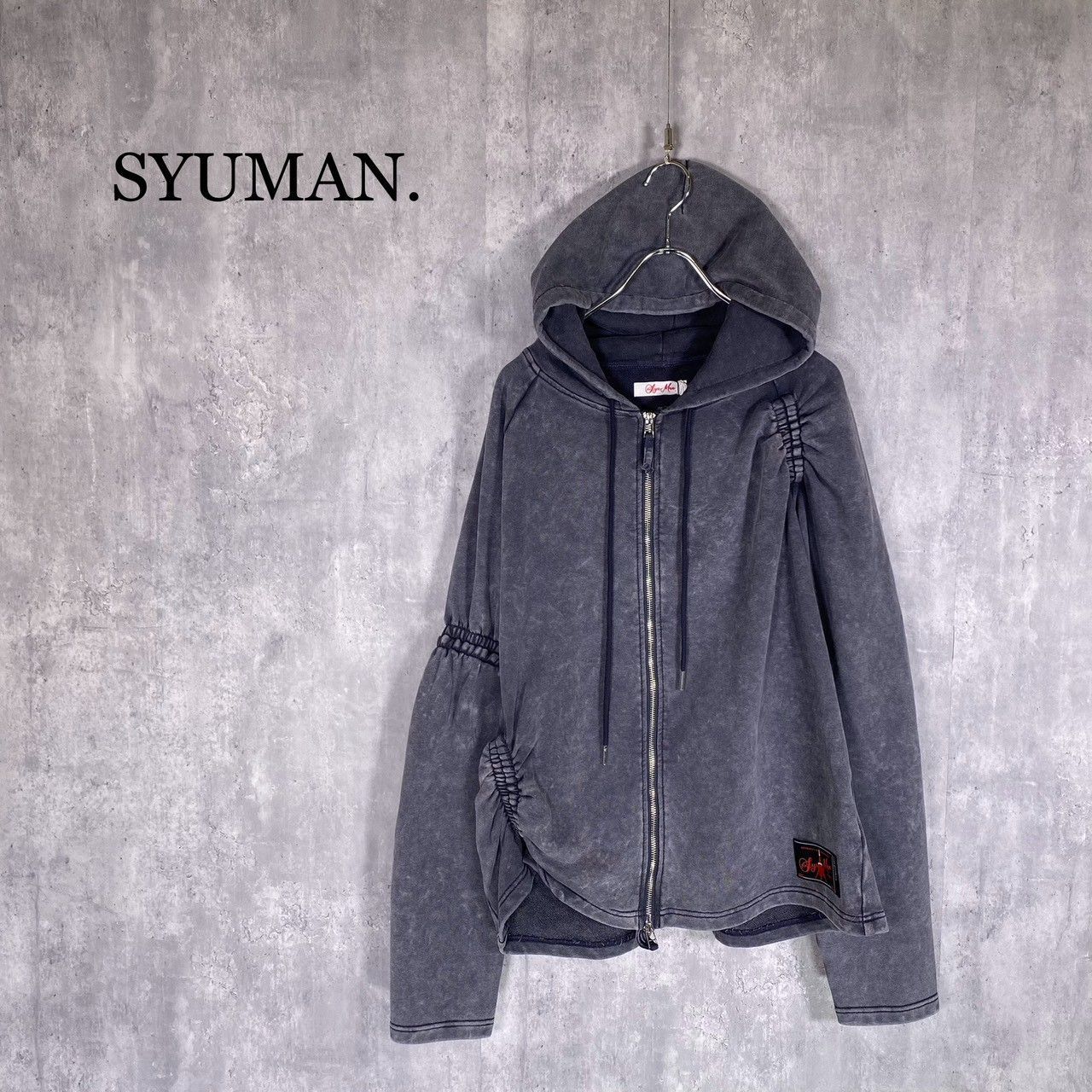 SYUMAN』シュウマン (L) ジップパーカー Wave gather Acid Hoodie