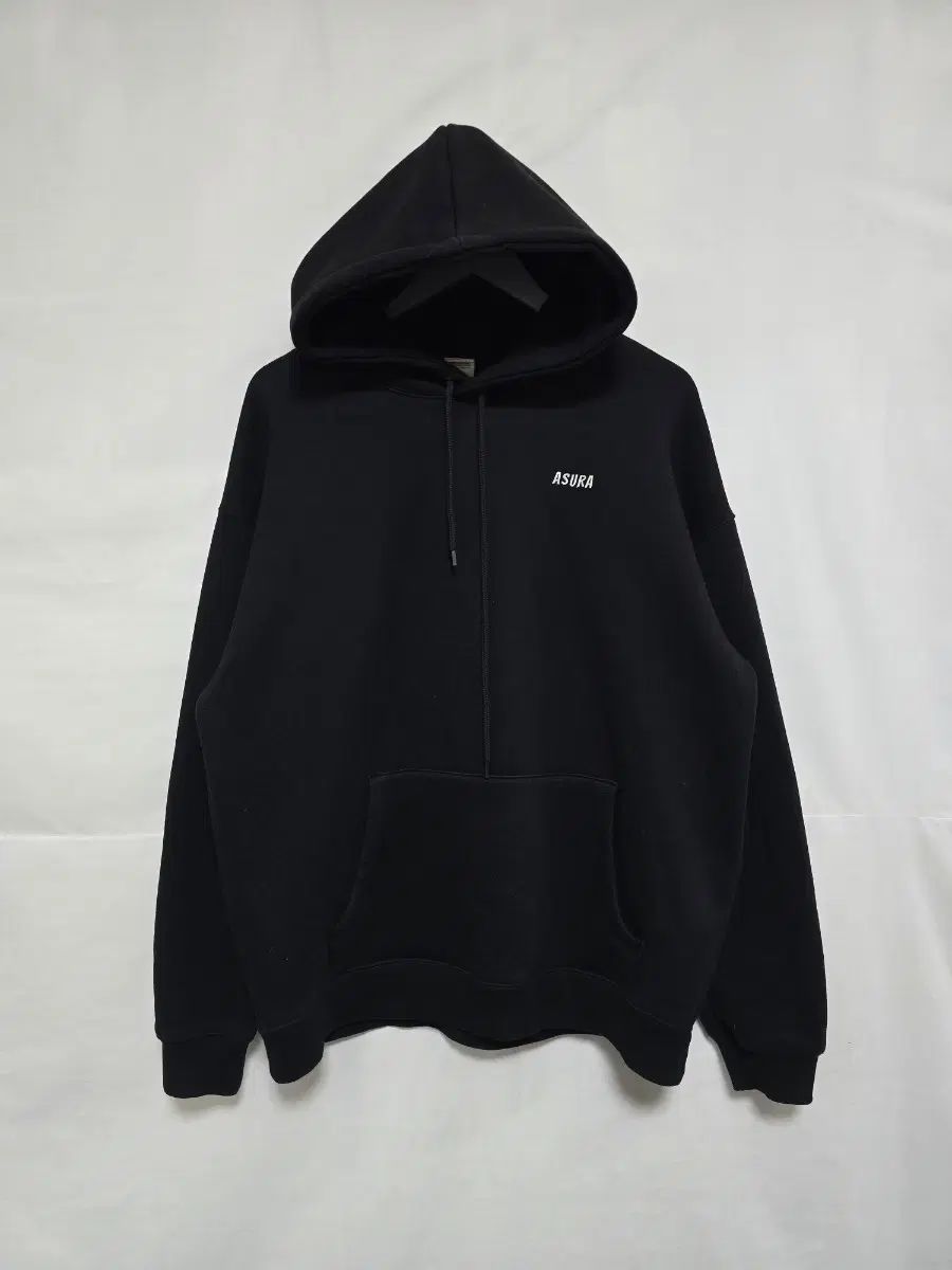 ASURA ブラック 刺繍 起毛 フードTシャツ 男性 105-110 1226