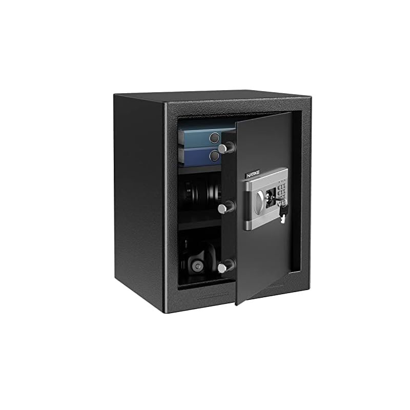 事務・店舗用品 新品) NATRKE テンキー 金庫 黒