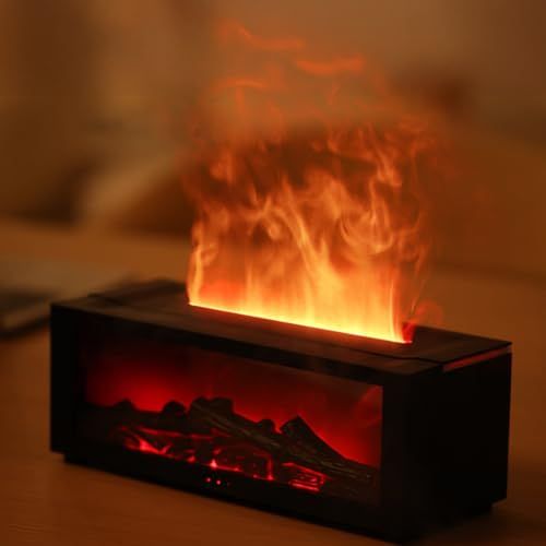 迅速に発送 暖炉型 アロマオイル対応 加湿器 たき火 アロマディフューザー 空焚き防止機能 USBType C給電 ブラック e 19 c 35 ff